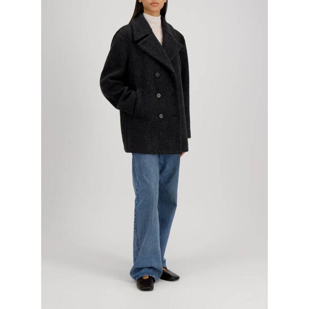 HARRIS WHARF Faux Fur Sailor Double Breasted Jacket in Anthracite IT 42 US 6 - Picture 2 of 4